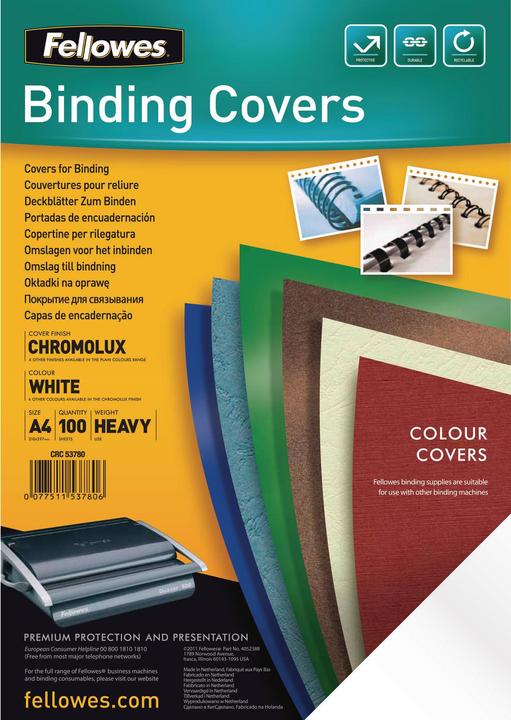 Actual product image Fellowes Chromolux top sheet, glossy, white