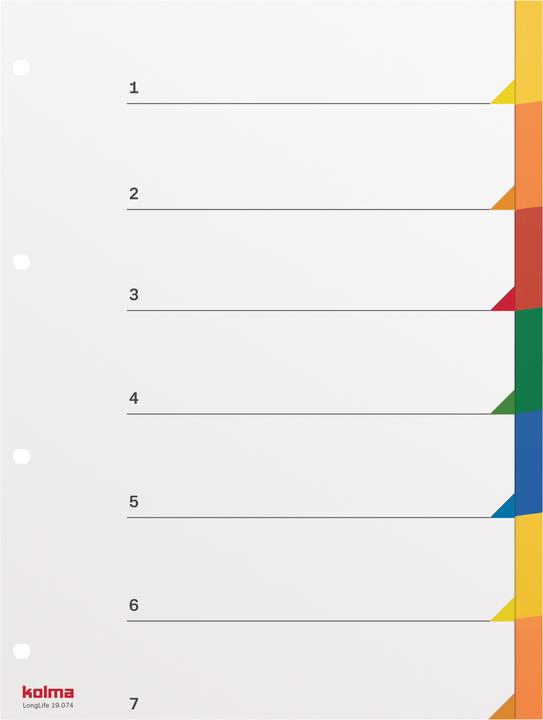 Immagine prodotto Kolma Indice A4 superstrong fustellato 7 pezzi colorati