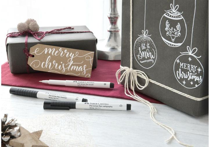 Actual product image Faber-Castell Ink pens Pitt Artist Pen Calligraphy 8 colours (Blue, Black, Brown, Green, White, Yellow, Rose, 8 x)