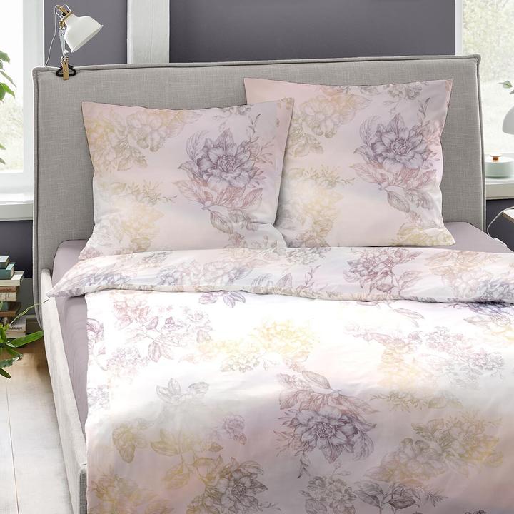 Produktbild Dormisette Mako-Satin Bettwäsche Floral lila (Bettwäsche Set, 135x200 cm + 80x80 cm)