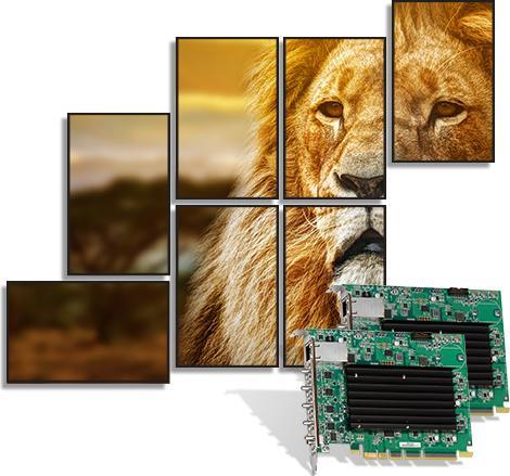 Actual product image Matrox QuadHead2Go Q155 4K standalone PCIe card 1 x HDMI input, 4 x HDMI outputs and 1 x RJ45