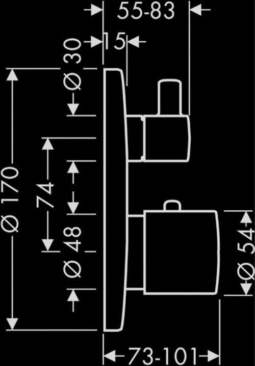 Produktbild Axor HG Thermostat STEEL UP mit Ab-/Umstellventil Edelstahl