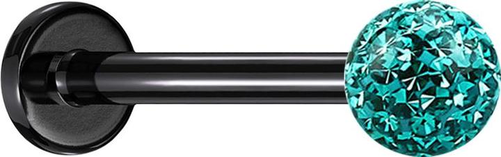 Immagine prodotto Star Piercing Micro labret nero con strato protettivo epossidico turchese a sfera di cristallo (senza ottone, Titanio G23)