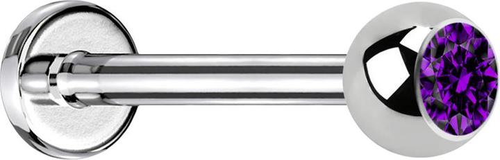 Immagine prodotto Star Piercing Micro Labret argento con cristallo a sfera viola (senza ottone, Acciaio chirurgico 316L)