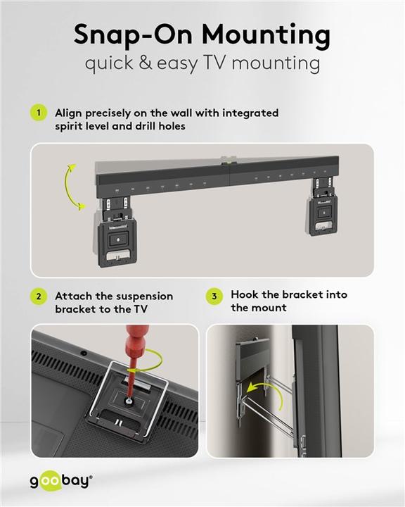 Image du produit Goobay Support TV mural Basic FIX XL Ultraslim 43-100z 75kg 9,5mm distance du mur (Mur, 100", 75 kg)