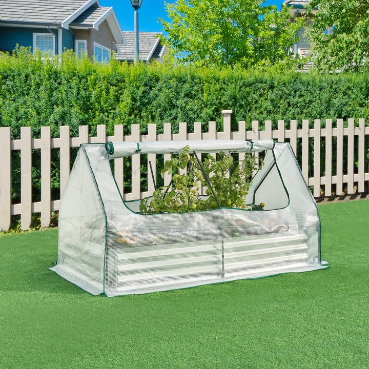 Actual product image En.Casa Hochbeet mit Gewächshaus Balsorano 186x96x98 cm Weiss
