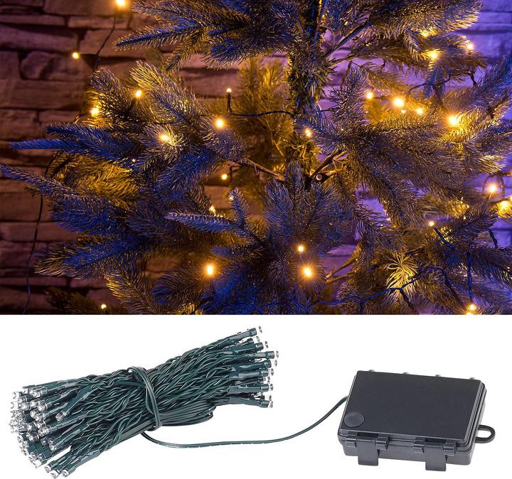 Actual product image Lunartec LED light chain with 100 LEDs, timer, battery, warm white, 10 m, IP44 (10 m)