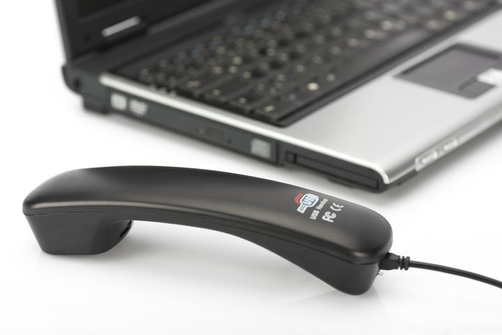 Produktbild Digitus Telefon Hoerer USB fuer Skype MSN ICQ X-lite Dialpad MediaRing Net2phone etc. schwarz