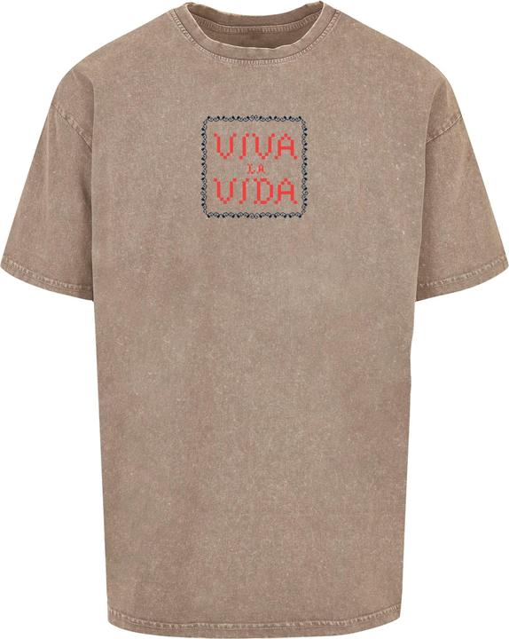 Actual product image Merchcode Frida Kahlo - Pixels viva la vida Acid Washed Heavy Oversize Tee - 118139 (L)