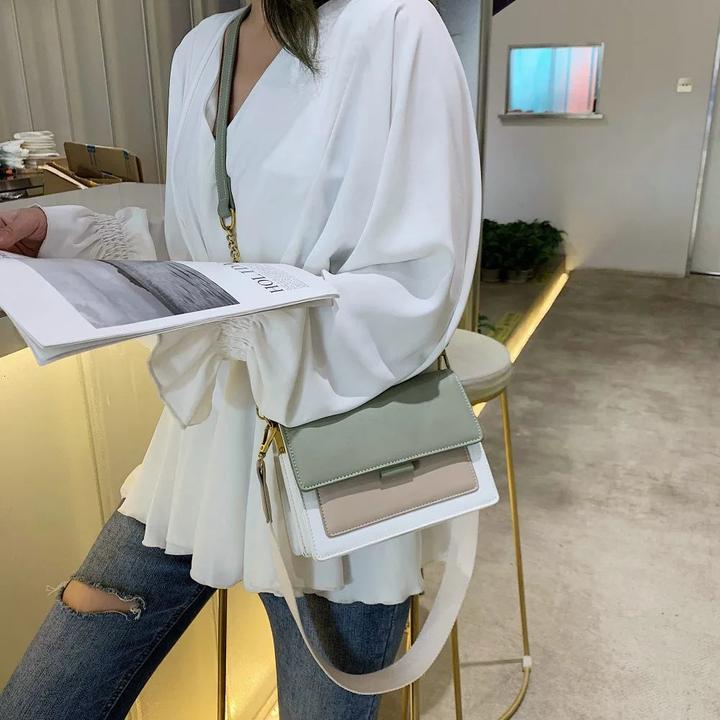 Produktbild Only-Bags.Store Kontrast Farbe Leder Crossbody Taschen Reisen Handtasche Mode Einfache Schulter Messenger Bag