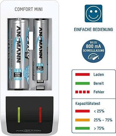 Image du produit Ansmann Mini chargeur Comfort (1 pcs, AAA, AA, 800 mAh, Piles rechargeables + chargeur)