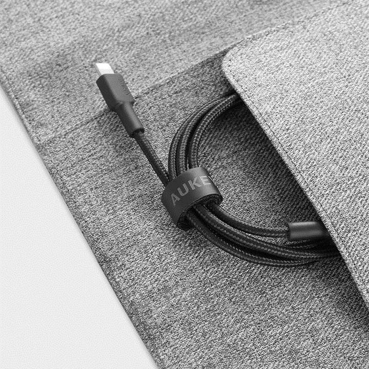 Image du produit Aukey CB-CL02 Black Nylon Lightning-USB C Cable | USB power supply USB-PD | 1.2 m | Apple MFi certificate (1.20 m, USB 3.2 Gen 1)