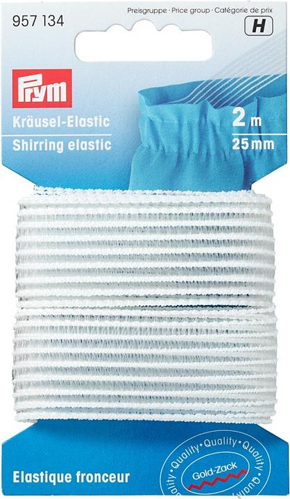 Immagine prodotto Prym Elastico per arricciare, bianco 25 mm, carta 2 m