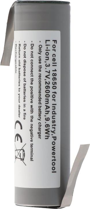 Produktbild AccuCell Akku 18650 für Industrie, Powertool, Li-ion, 3,7V, 2600mAh, 9,6Wh mit Lötfahne in Z-Form (18650, 2600 mAh)