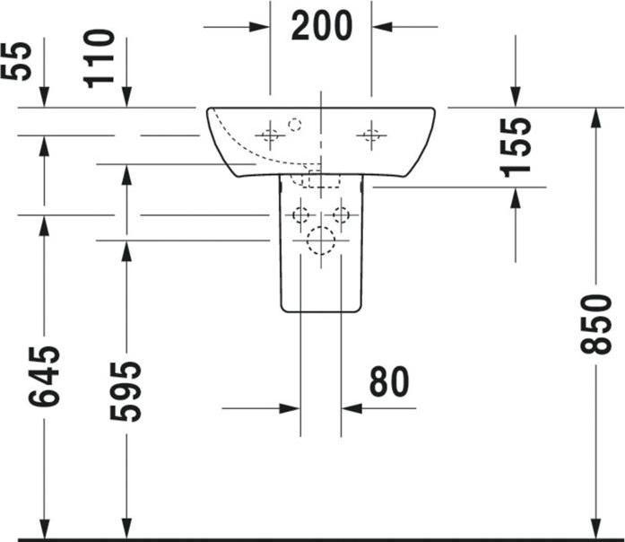 Image du produit Duravit Lave-mains ME by Starck m ÜL m HLB 450x320mm 1 HL blanc satiné (320 mm, 450 mm)