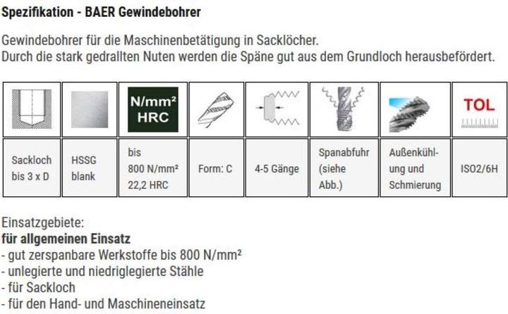 Image du produit Baercoil Gewindeschneider-Set HSSG