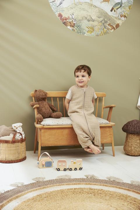 Actual product image Meyco Baby Uni baby summer sleepsuit jumper - pre-washed muslin - sand - 92cm (92 cm)