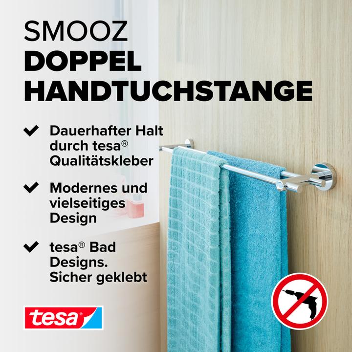 Produktbild tesa SMOOZ Badetuchstange zweiarmig inkl. Klebelösung ohne Bohren