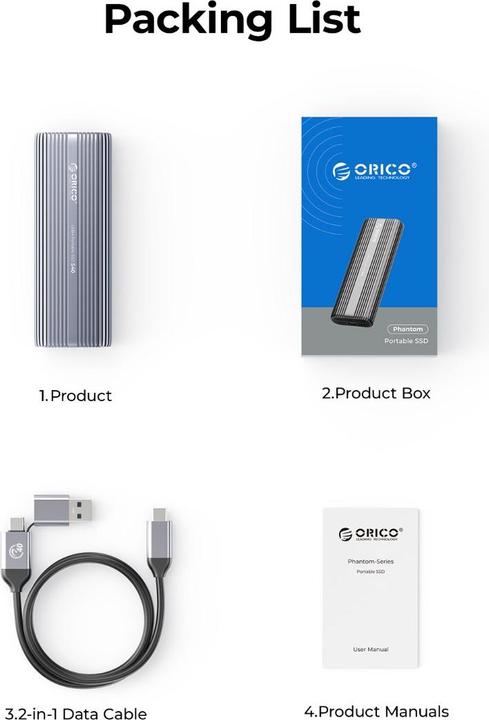 Actual product image Orico 1TB S40 Type-C R3700:W2800 (1000 GB)