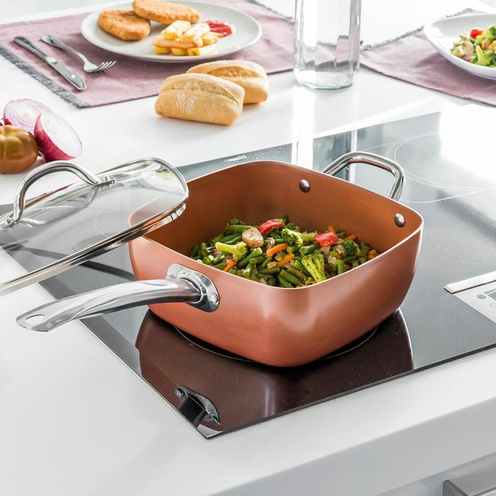 Produktbild InnovaGoods Schmorpfanne mit Zubehör - Kupfer (Bräter + Schmortopf, Keramik, Aluminium)