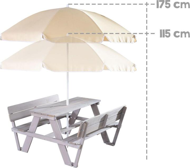 Produktbild Roba Kindersitzgruppe ‚PICKNICK for 4‘ Outdoor +, mit Lehne, mit Schirm Set (Kindersitzgruppe)