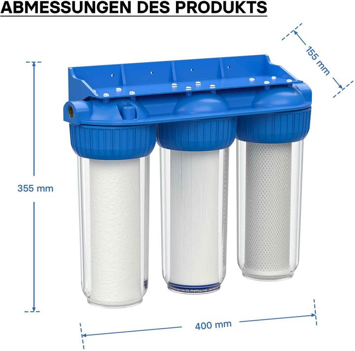 Produktbild Naturewater NW-BR10B4 3 Stufen Filter 5µ 26,16mm 3/4" Sedimentfilter Aktivkohle