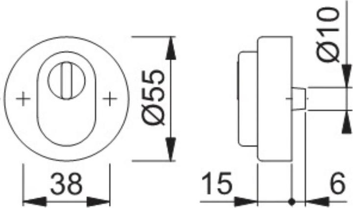 Image du produit Hoppe Rosace de protection E42ZNSB-ZA Acier inoxydable F69 ronde avec cache-cylindre Épaisseur 15 mm (Poignée de porte)