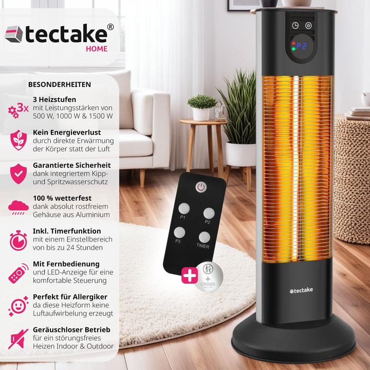 Image du produit tectake Chauffage infrarouge Solaris Terra 1500W avec minuterie (1500 W)