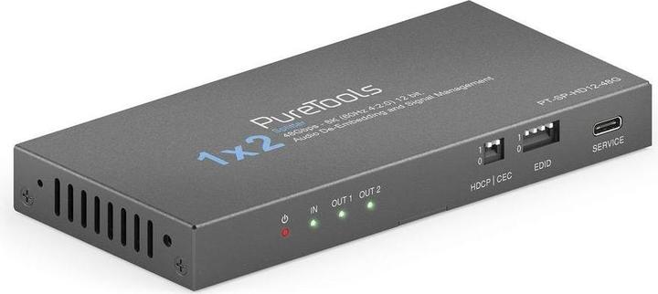 Actual product image Purelink PureTools - 1x2 HDMI2.1 Splitter - 48Gbps - 8K (60Hz 4:2:0) 12 bit, Audio De-Embedding and Signal M
