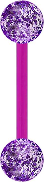 Star Piercing Micro Banane mit zwei Glitter Kugeln violett (ohne Messing, Acryl)