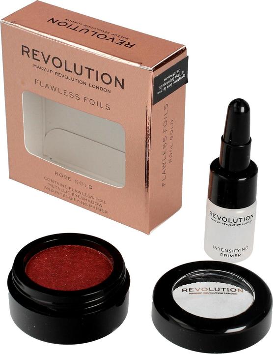 Actual product image Makeup Revolution Flawless Foils Metallic Eye Shadow + Rose Gold Base