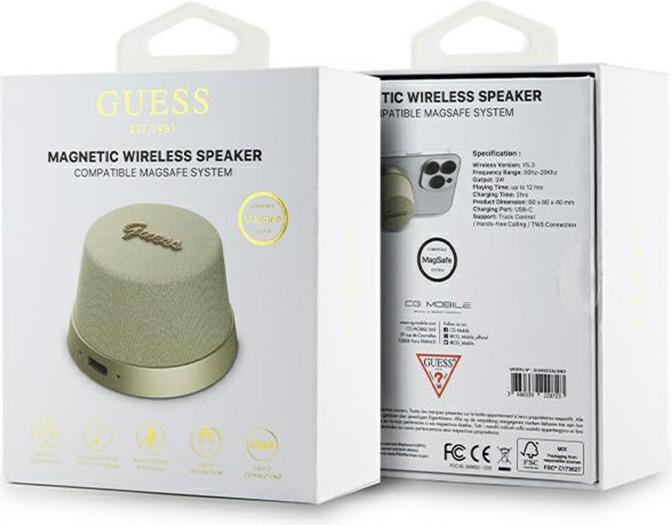 Actual product image Guess głośnik Bluetooth GUWSC3ALSMD Speaker Stand złoty/gold Magnetic Script Metal (12 h)