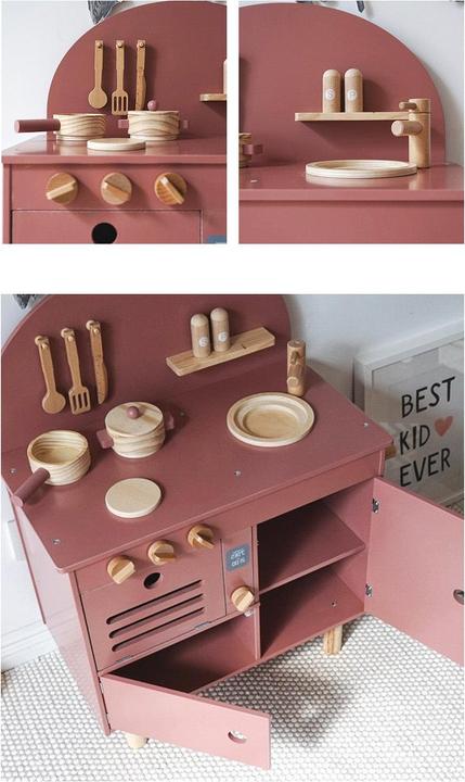 Actual product image Nelaroom Retro wooden kitchen with accessories