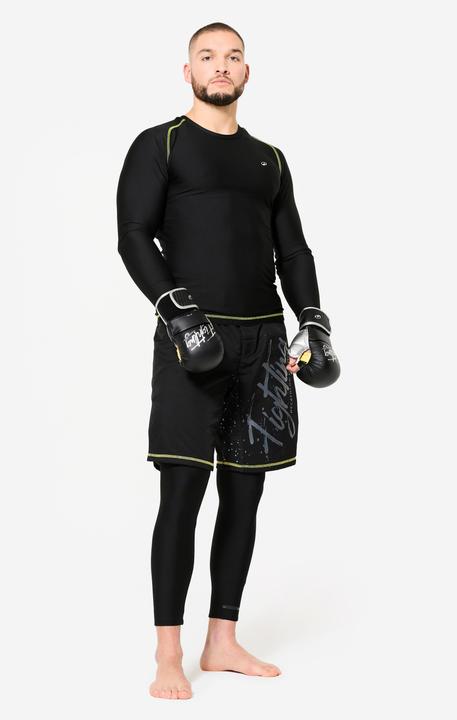 Image du produit Domyos Rashguard de MMA et grappling homme, noir fumé et jaune lumineux (XL)