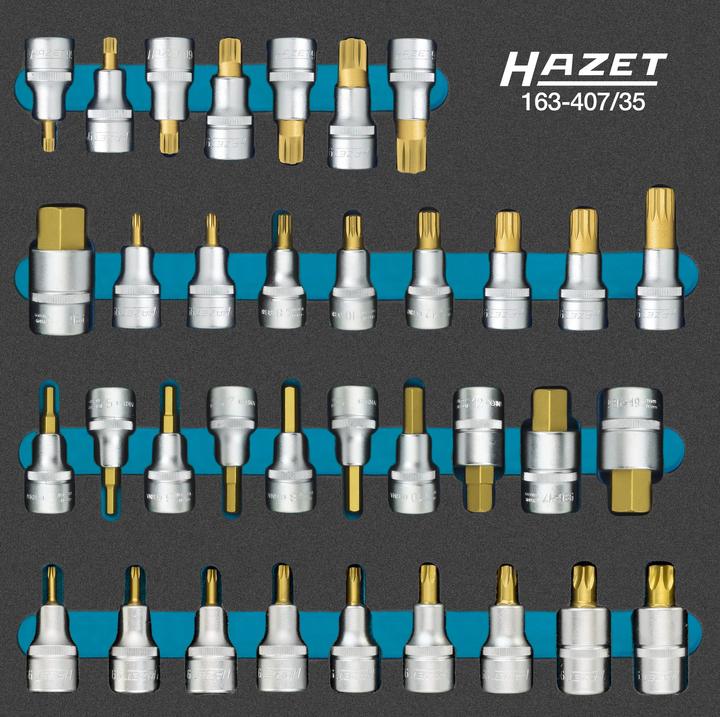 HAZET Screwdriver socket set 163-407/35 ∙ Square, hollow 12.5 mm (1/2 inch) ∙ Inside hexagon profil… (17 mm, 19 mm, 10 mm, 16 mm, 11 mm, 18 mm, 20 mm, 12 mm, 22 mm, 14 mm, 13 mm, 15 mm, 21 mm)