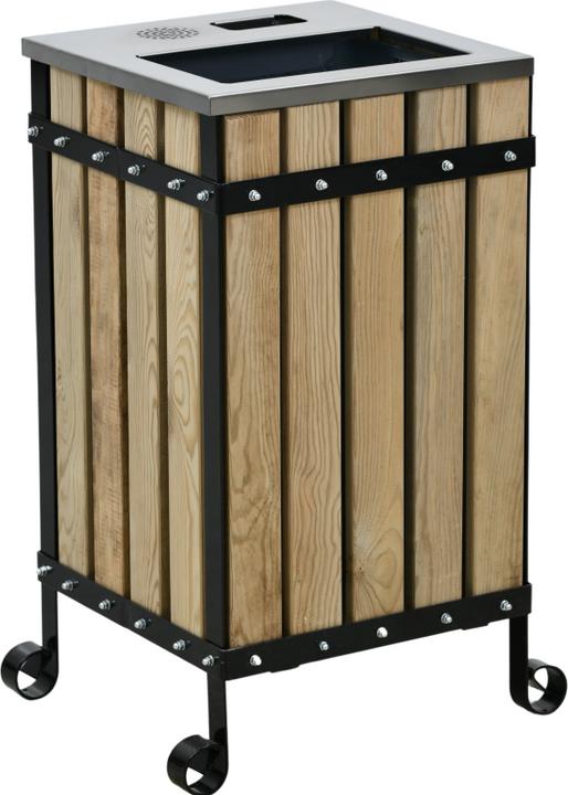 Actual product image Aristar Waste bin with wooden panelling and ashtray (50 l)