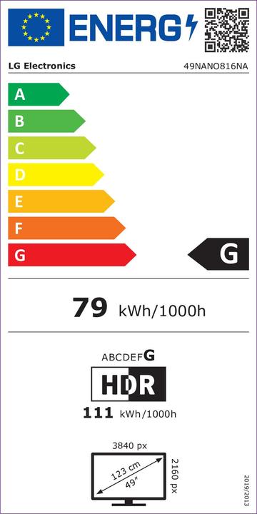 Energy Label LG 49NANO816 (49", Nano-Cell, 4K, 2020)