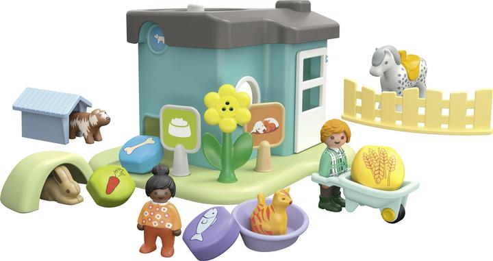 Actual product image Playmobil 71136 1.2.3: Pet boarding with food dispenser (71136, Playmobil 1.2.3)