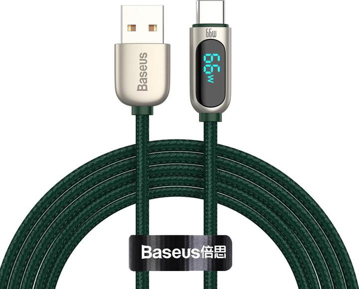 Image du produit Baseus Câble d'écran USB vers Type-C, 66W, 2m (vert) (2 m)