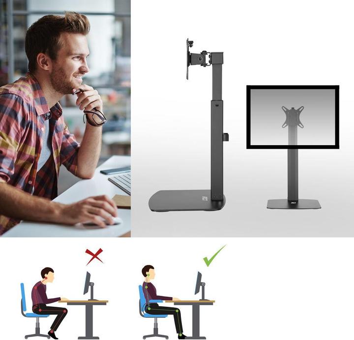 Produktbild Monitor Desk Stand, 1 screen up to 32ö, with gas spring (Standfuss, 32")