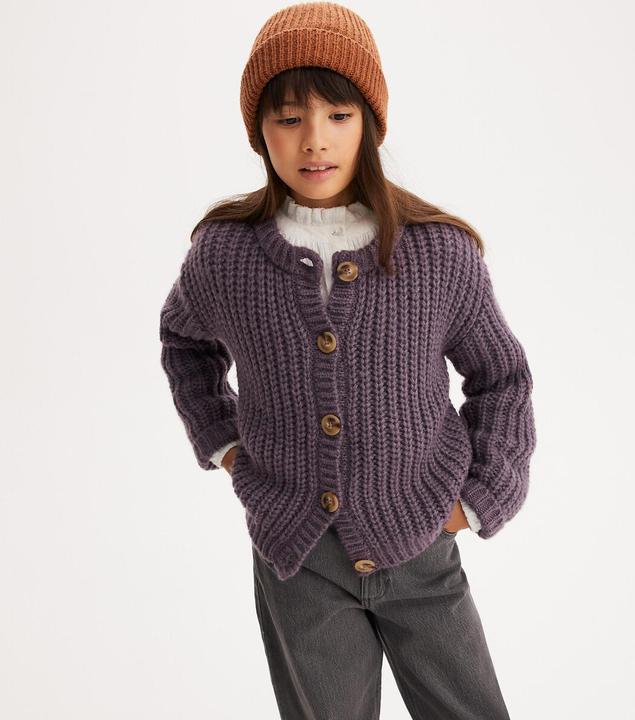 Produktbild La Redoute Collections Grobstrickjacke mit rundem Ausschnitt und Knopfleiste (110)