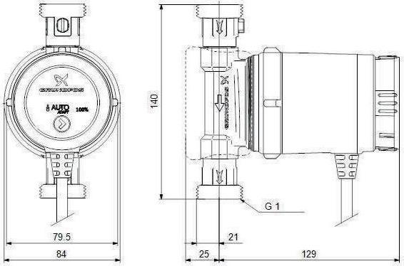 Actual product image Grundfos Grundf Circulation pump COMFORT 230 V, G 1inch, 140mm UP 15-14 BXA PM
