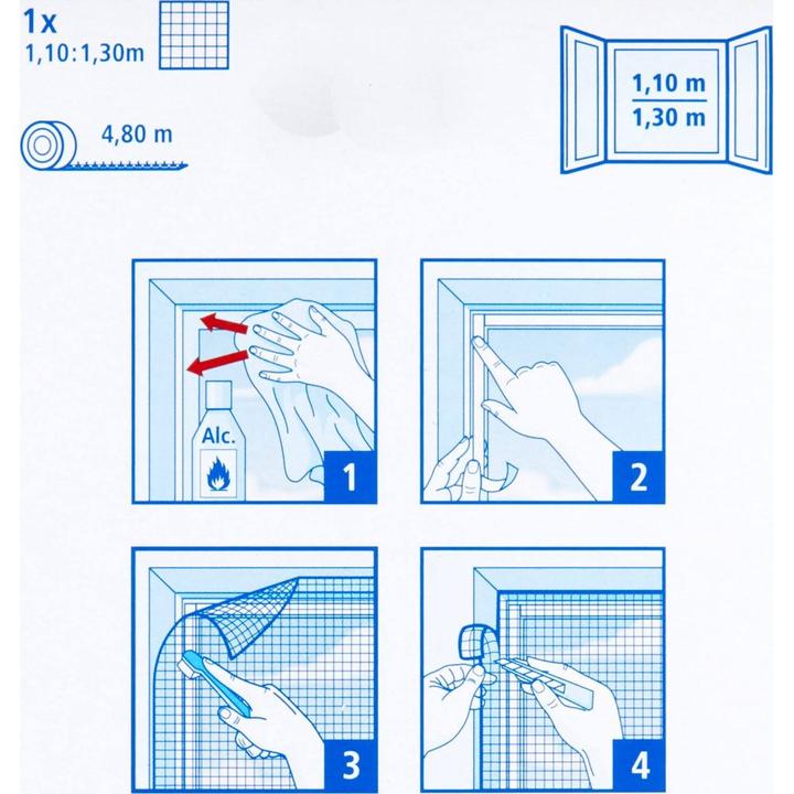 Immagine prodotto tesa Zanzariera STANDARD per finestre, con nastro in velcro, senza foratura (110 x 130 cm)