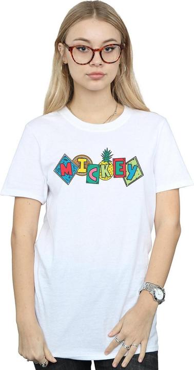 Actual product image Disney Womens/Ladies Mickey Mouse Fruit Blocks Cotton Boyfriend T-Shirt (XXL)
