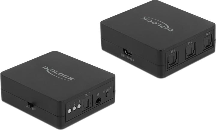 Delock S/PDIF TOSLINK Switch 7,60cm (3") 1 Out mit IR-Fernbedienung und USB Stromversorgung