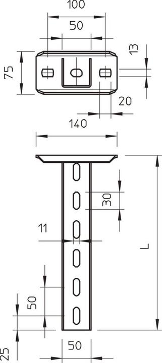 Produktbild OBO Bettermann OBO US 5K/110 FT 1100mm U-HÃ¤ngestiel mit Kopfplatte