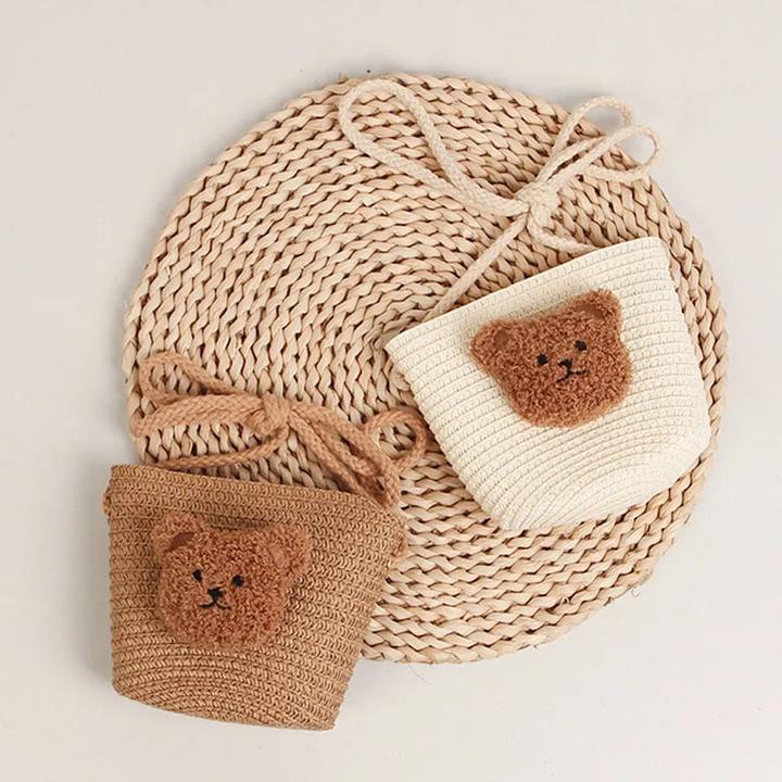 Produktbild Only-Bags.Store Umhängetasche Sommer Stroh Wicker Handmade Mini Kids Crossbody Bag