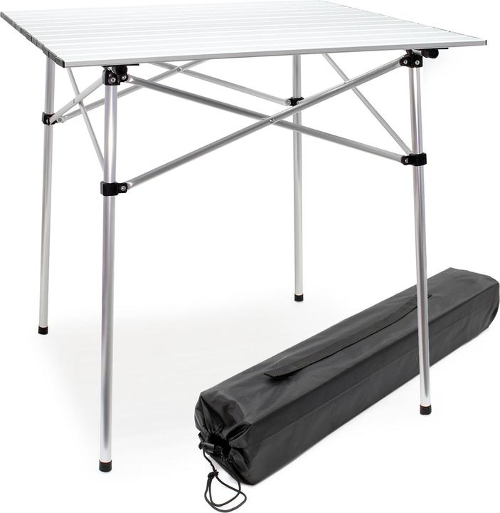 Wiltec Table de camping en aluminium avec Dessus enroulable pliable pliant de 70x69cm et Sac de transport