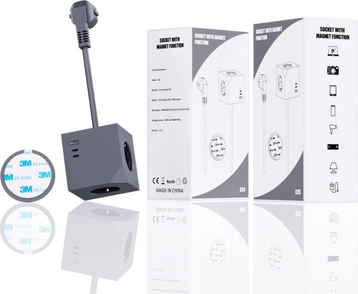 Productafbeelding MicroConnect Power Cube, 3 Schuko stopcontacten (3 x, CEE 7/3)