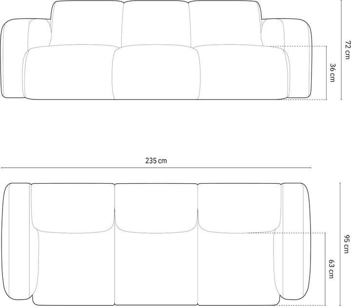 Actual product image Micadoni Sofa, "Molino", 3 Seats, 235x95x72Made in Europe (2 person sofa, 3-seater, 4-seater)
